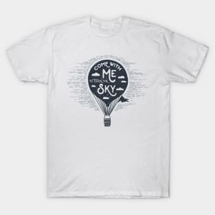 Come with me to Touch the Sky, Black Design T-Shirt